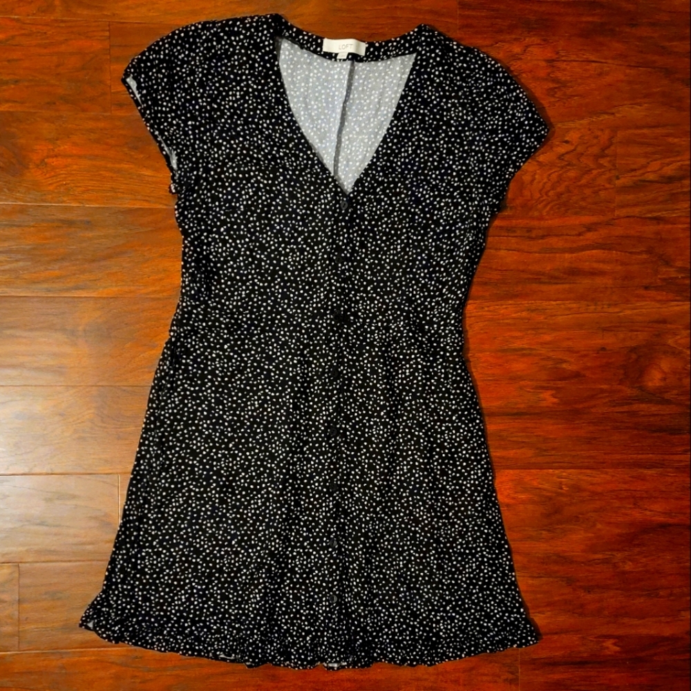 LOFT Black Polka Dot Dress